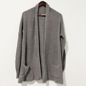 Pink Rose Womens Waffle Open Front‎ Cardigan Gray Size Medium Capsule